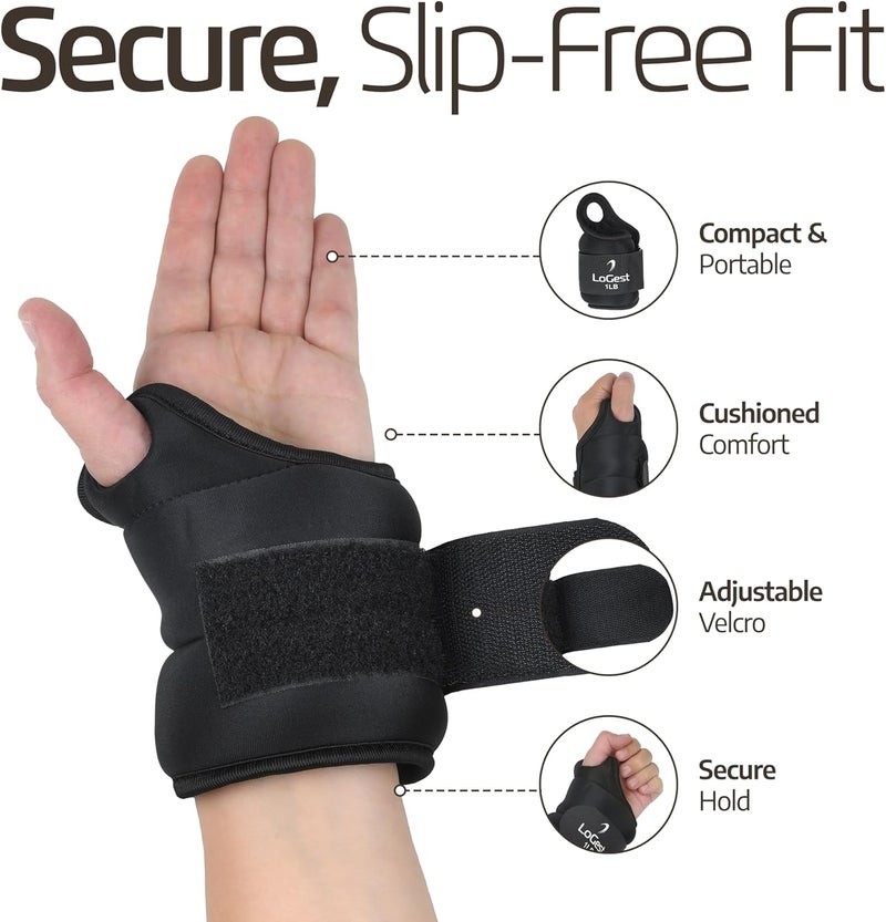 Logest Wrist Weight with Thumb Loops & Hook-and-Loop Closures - 1lb, 2lbs, 2.5lbs, 3lbs - Sold in Pairs - Comfortable & Secure Neoprene Wrist Weights for Walking, Running, Cardio, Physical Therapy - Image 3